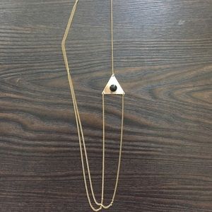 Gold Triangle Black Bead Necklace